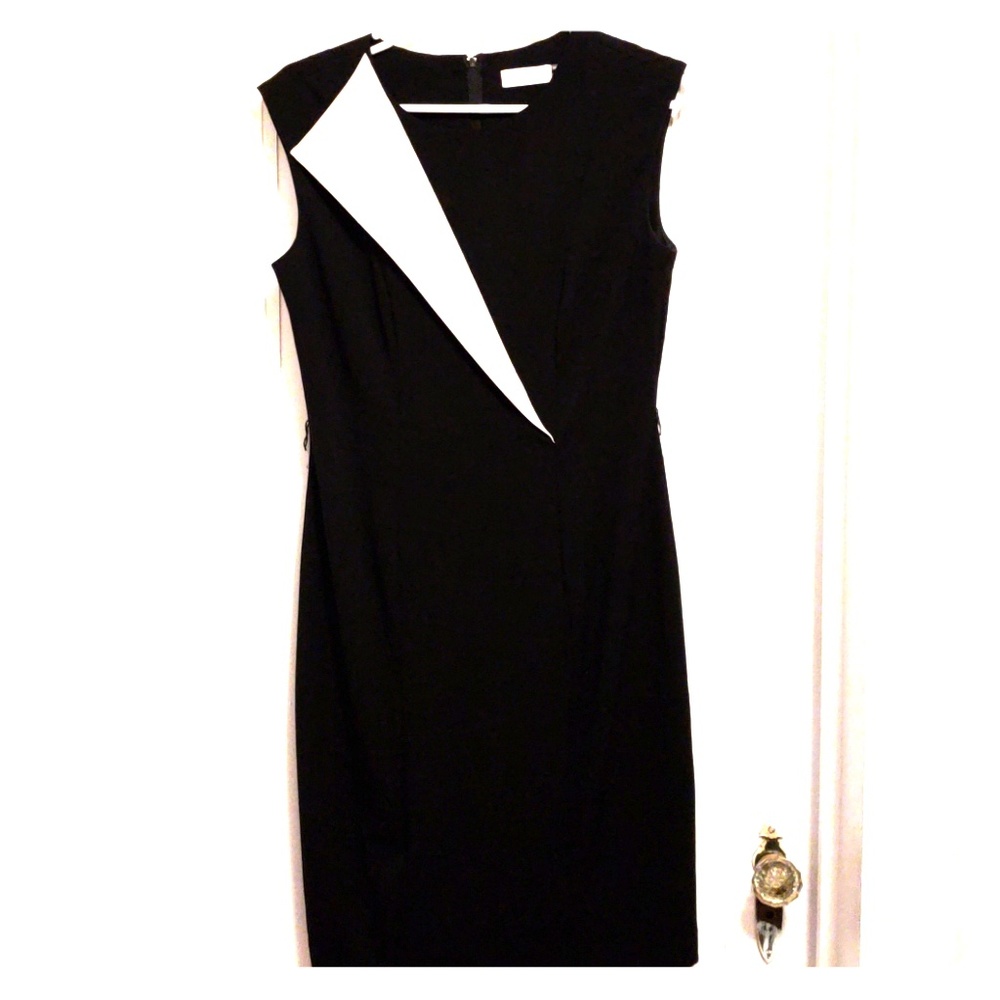 Black and white Calvin Klein sleeveless sheath